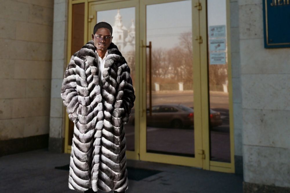 Chinchilla Fur Long Coat for Men (2)