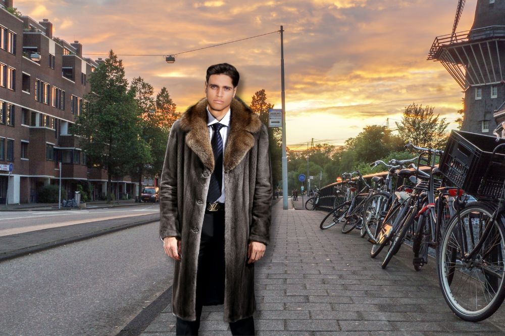 Chinchilla Fur Long Coat for Men (2)