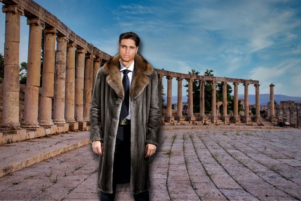 Chinchilla Fur Long Coat for Men (1)