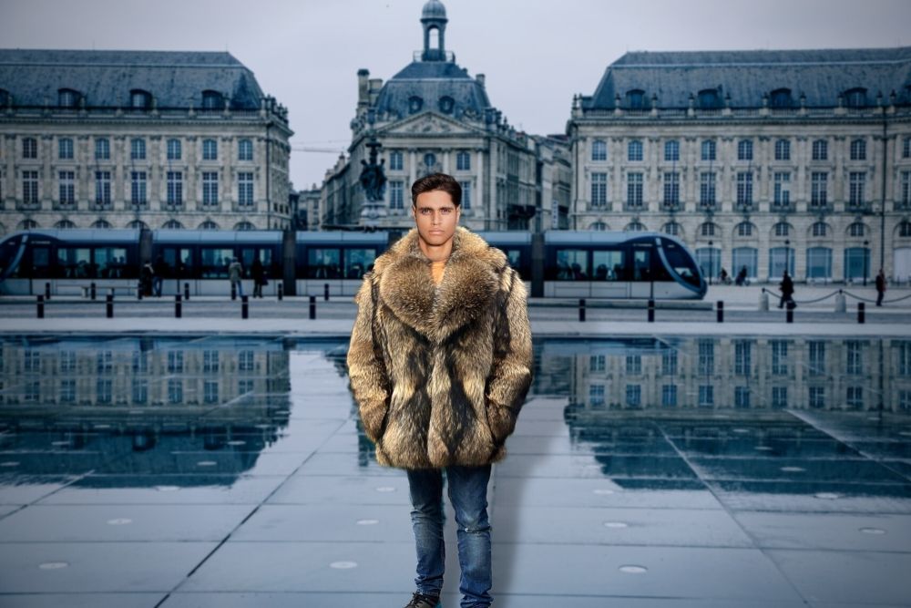 Chinchilla Fur Long Coat for Men (2)