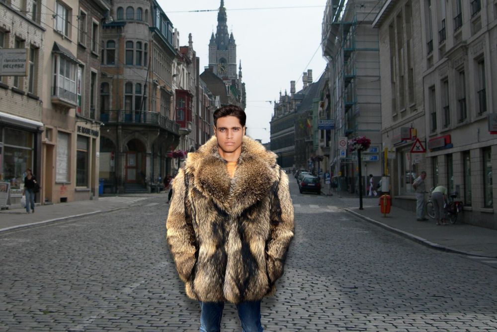 Chinchilla Fur Long Coat for Men (3)