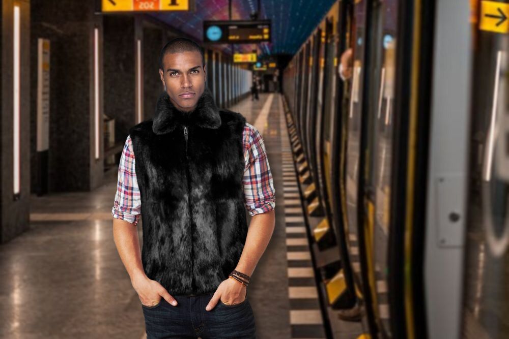 Chinchilla Fur Long Coat for Men (2)