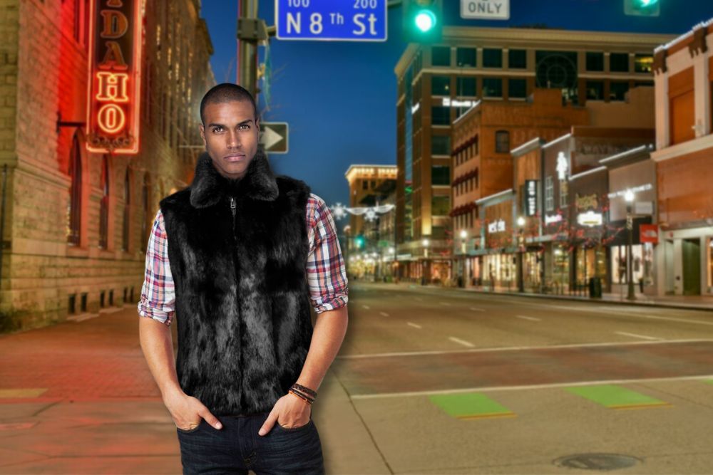 Chinchilla Fur Long Coat for Men (1)