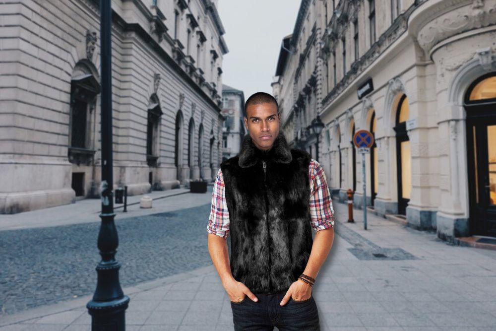Chinchilla Fur Long Coat for Men (3)