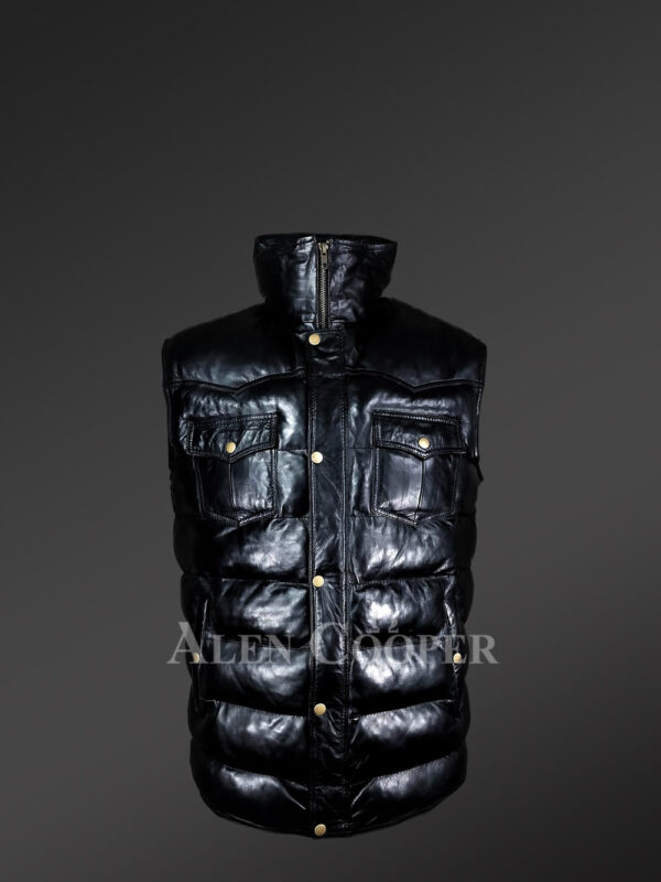 Puffy Leather Bubble Vest Jacket for Men new