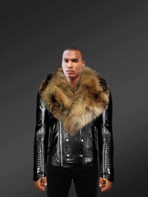 leather jacket w fur