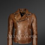 Men’s Italian Leather Moto Biker Jacket - Alen Cooper
