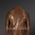 Men’s Italian Leather Moto Biker Jacket - Alen Cooper back side view