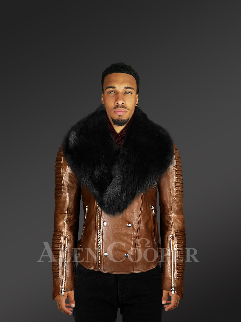 fox fur leather jacket