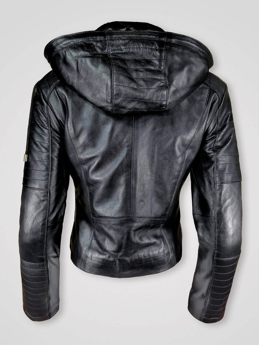 Women S Hooded Biker Jacket In Black