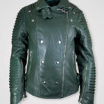 LAPEL COLLAR LEATHER JACKET WITH ZIPPED POCKETS