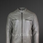 Men's Moto Biker Jacket in Grey - Alen Cooper