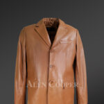 Men's Tan Dressy Leather Jacket - Alen Cooper