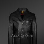 Men's Tan Dressy Leather Jacket - Alen Cooper balck