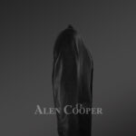 Men's Tan Dressy Leather Jacket - Alen Cooper balck side view