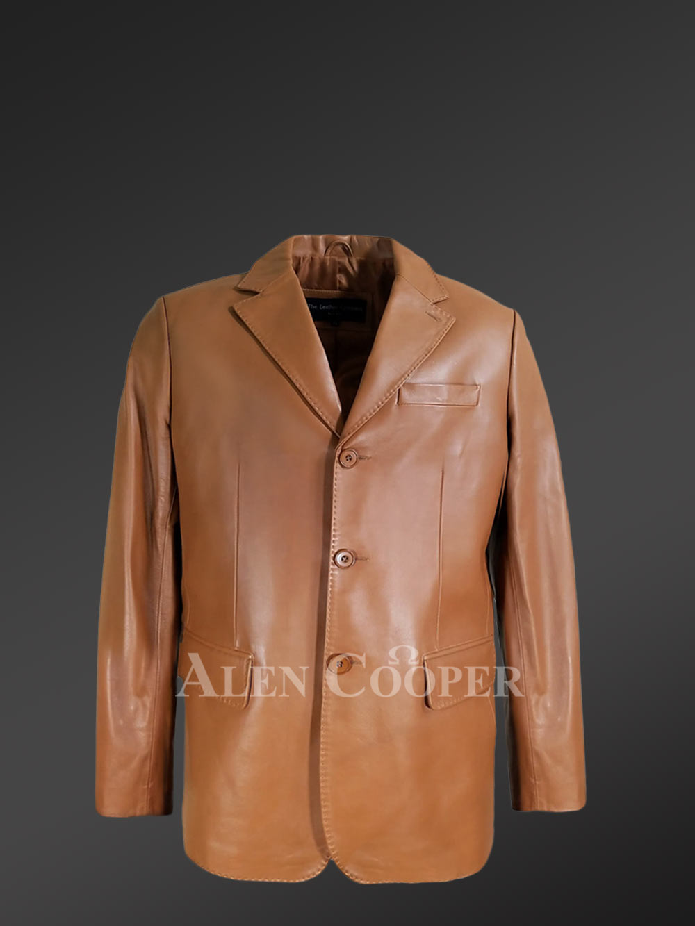Men's Tan Dressy Leather Jacket - Alen 