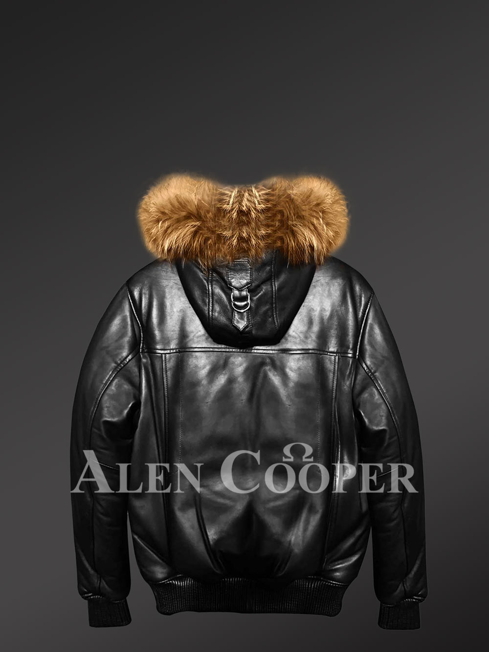 leather bomber with fur hood