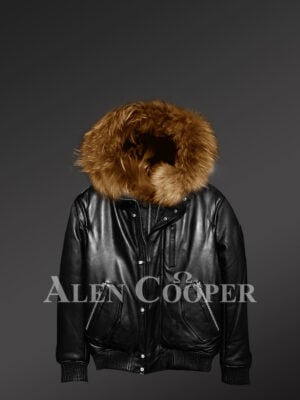 Real leather bomber jackets with real fur collar new view