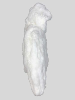 Snow-white real fur outerwear with hood Side View