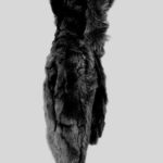 Black rabbit fur winter outerwear for kids sideview