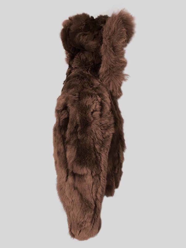 Coffee color real rabbit fur winter outerwear for kids side view