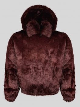 Deep brown colored real rabbit fur winter outerwear for kids