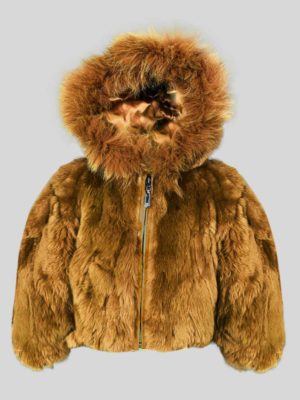 Double tone whisky color real rabbit fur outerwear