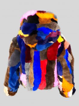 Multi-color stylish fur winter outerwear backside view