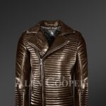 New Mens Goodspeed Quilted Coffee Leather Motorcycle Jacket