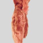 Orange colored real rabbit fur winter outerwear for kids side view