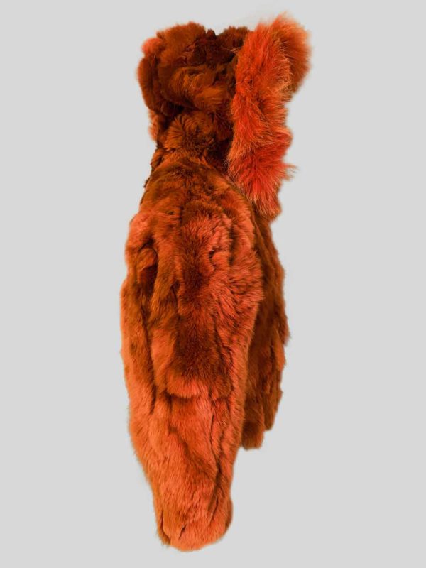 Rabbit fur rust color fur outerwear for kids backside view