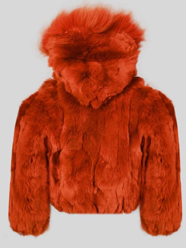 Rabbit fur rust color fur outerwear for kids sideview