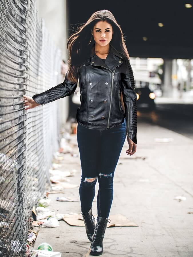 ladies black biker jacket