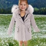 Very stylish kid’s parka with fur hood in gray