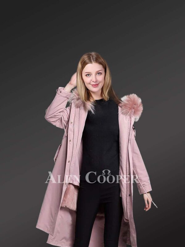 Women’s Fur Parka Coat with detachable Fox Fur Trim Hood new