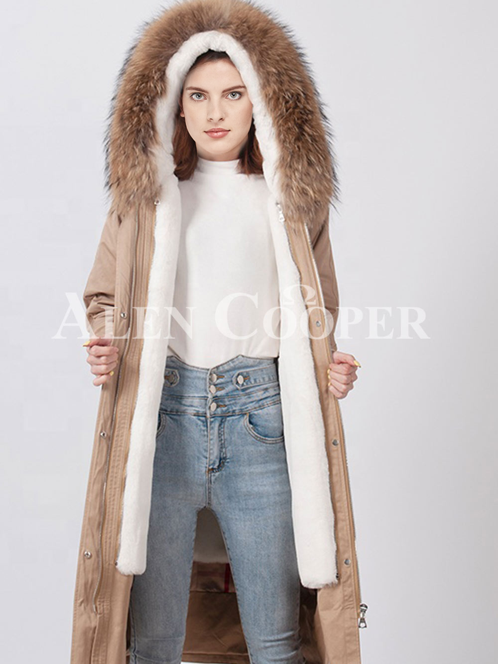 women's parka with fur lined hood