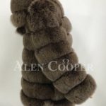 Quilt illusion real fox fur winter vest with protective hood side view