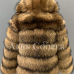 Real raccoon fur sable winter vest for women back side view