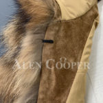 Real raccoon fur sable winter vest for women close view