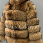 Real raccoon fur sable winter vest for women side view