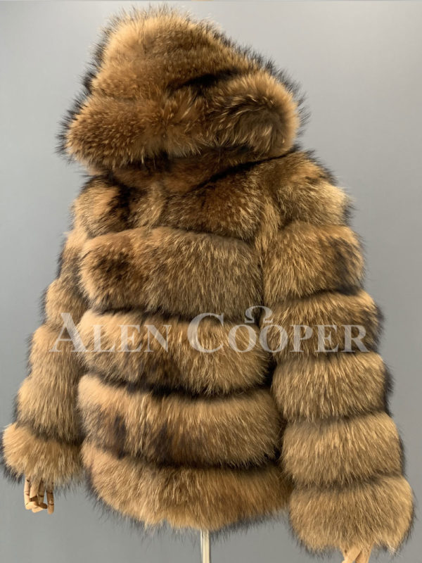 Real raccoon fur sable winter vest for women sideview