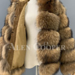 Real raccoon fur sable winter vest for women sideview inner view