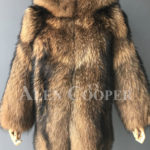 Real raccoon fur winter outerwear with stylish hood