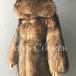 Women Real raccoon fur winter outerwear with stylish hood