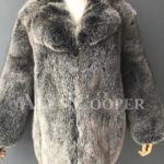 Women’s soft and incredible fox fur winter outerwear Front Side View