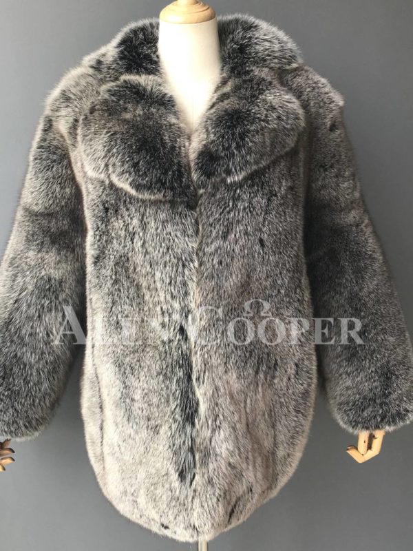 Women’s soft and incredible fox fur winter outerwear Front Side View