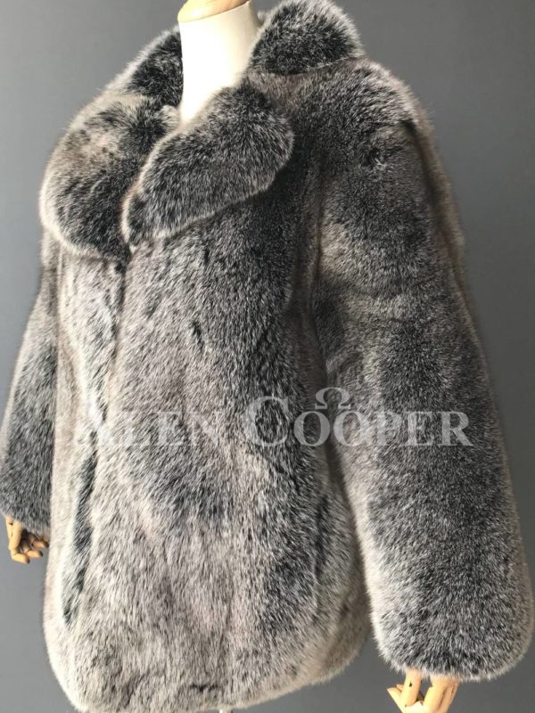 Women’s soft and incredible fox fur winter outerwear side view