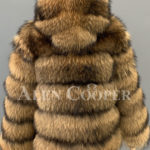 women Real raccoon fur sable winter vest for back side view