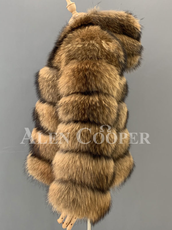 women Real raccoon fur sable winter vest for side view