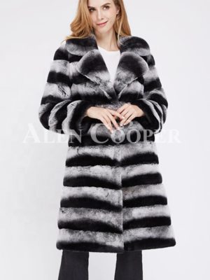 Bi-color long real fur warm winter coat